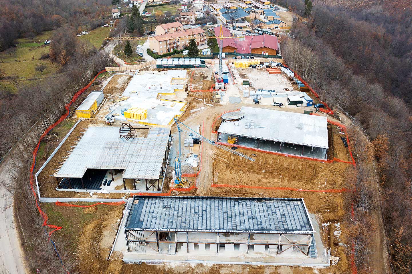 Nouveau complexe scolaire à Amatrice. Bâtiments du collège et de l’internat.