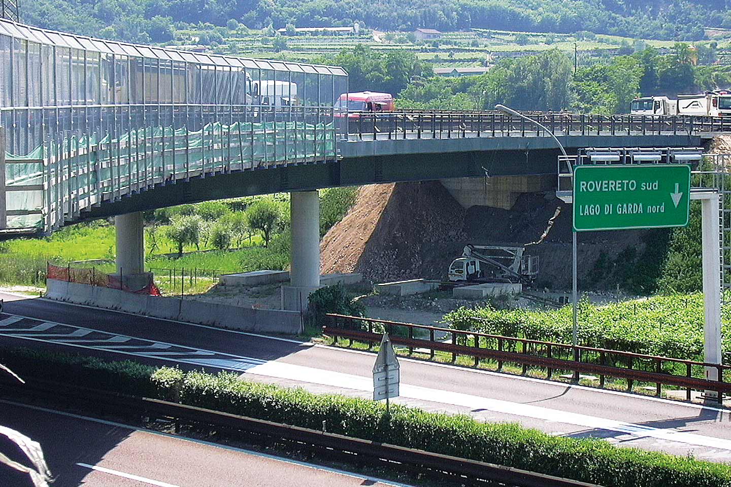 Motorway overpass on the highway A22 Modena-Brennero